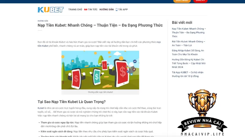 03 bước đơn giản để nạp tiền/rút tiền tại Kubet